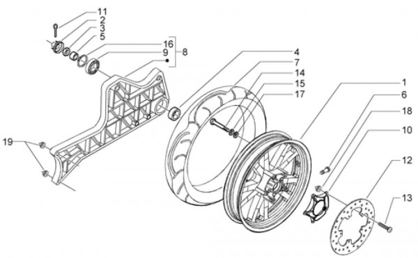 Radaufhängung Hinterrad - Piaggio Beverly 500ccm 4T LC 2003- ZAPM34100