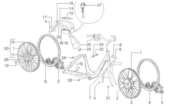 Alle Gruppen Vorderrad - Hinterrad - Piaggio Albatros ccm Elektro 2002-