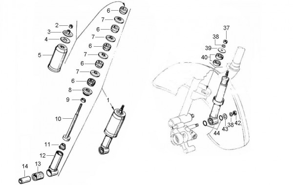 Radaufhängung Stoßdämpfer vorn - Vespa Vespa 50 50ccm 2T AC 1963- V5A1T