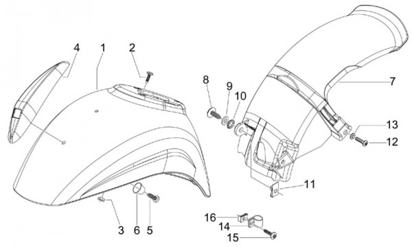 Fahrgestell Kotflügel - Vespa S 50ccm 4T 2V AC 2011- ZAPC38901