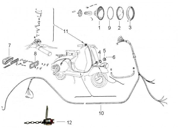 Elektrische Anlage Scheinwerfer - Vespa Vespa 125 125ccm 2T AC 1953- VM2T