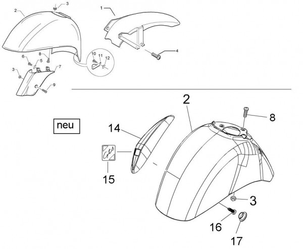Fahrgestell Kotflügel - Vespa GT 200ccm 4T LC 2004- ZAPM3120000001001