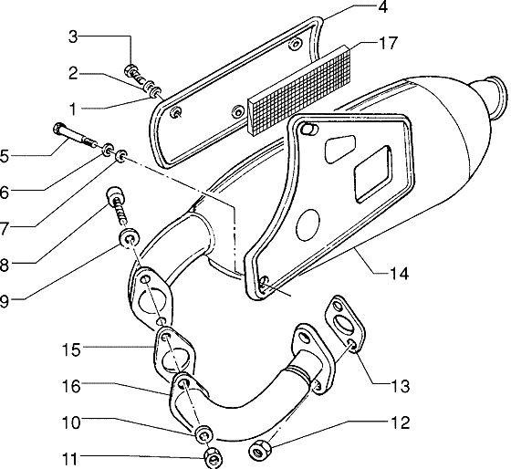 Motor Auspuff - Piaggio SKR 125ccm 2T AC 1996- CSM1T 0001001