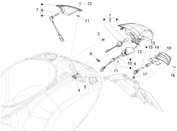 Elektrische Anlage Rücklicht - Vespa Sprint 50ccm 4T 3V AC 2017- ZAPCA0201