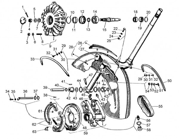 Radaufhängung Steuerrohr - Vespa Super Sport 180ccm 2T AC 1965-1968 VSC1T
