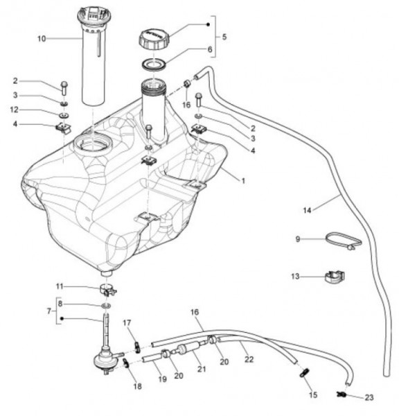 Fahrgestell Benzintank - Vespa S 50ccm 4T 2V AC 2010- ZAPC38901