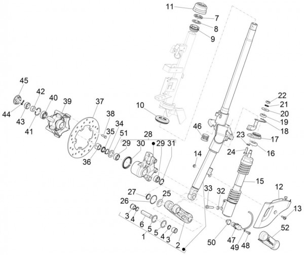 Radaufhängung Vorderradgabel - Vespa Sprint 50ccm 4T 3V AC 2017- ZAPCA0101