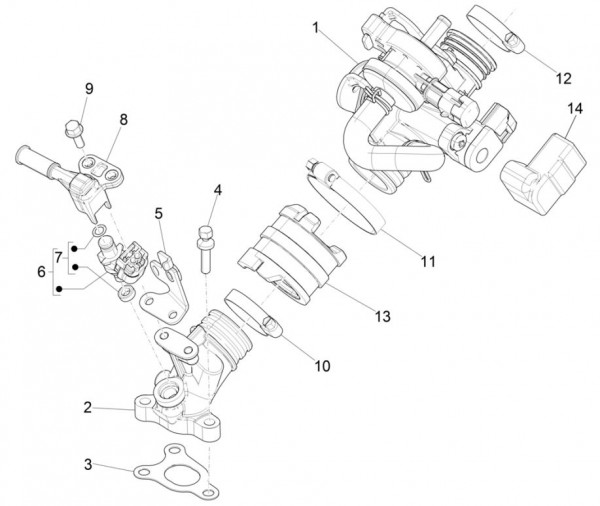 Motor Drosselklappengehäuse - Vespa Sprint 50ccm 4T 3V AC 2017- ZAPCA0101