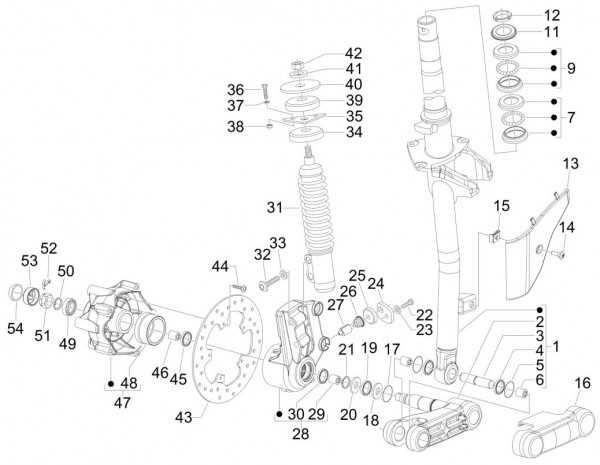 Radaufhängung Vorderradgabel - Vespa S 50ccm 2T AC 2007- ZAPC38402