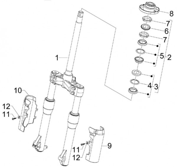 Radaufhängung Vorderradgabel - Piaggio Beverly 250ccm 4T LC 2006- ZAPM28800