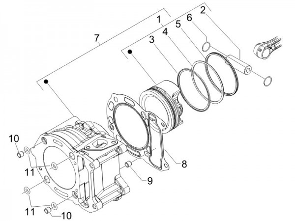 Motor Zylinder - Piaggio Beverly 250ccm 4T LC 2006- ZAPM28800