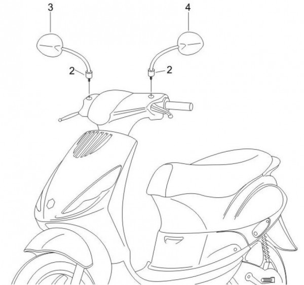 Lenker Rückspiegel - Piaggio Zip II 50ccm 4T 2V AC 2008- LBMC25D0