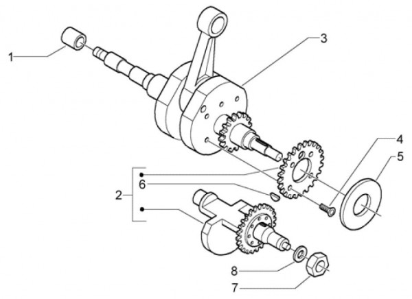 Motor Kurbelwelle - Piaggio Beverly 500ccm 4T LC 2003- ZAPM34100