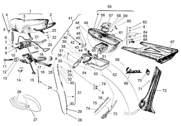 Fahrgestell Benzintank - Vespa Vespa 150 150ccm 2T AC 1957-1958 VB1T