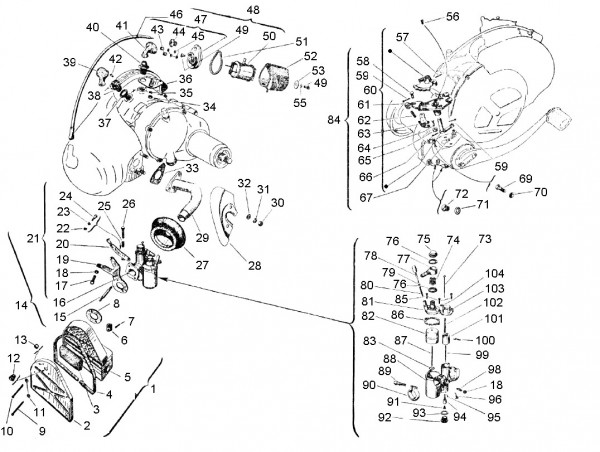 Motor Vergaser - Vespa Vespa 150 150ccm 2T AC 1957-1958 VB1T