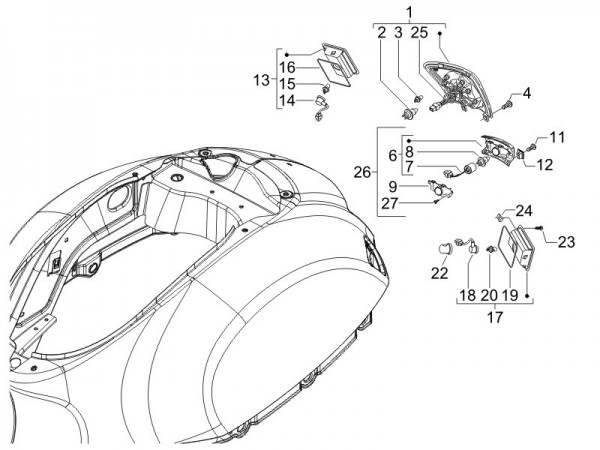 Elektrische Anlage Rücklicht - Vespa GT 125ccm 4T LC 2006- ZAPM31100
