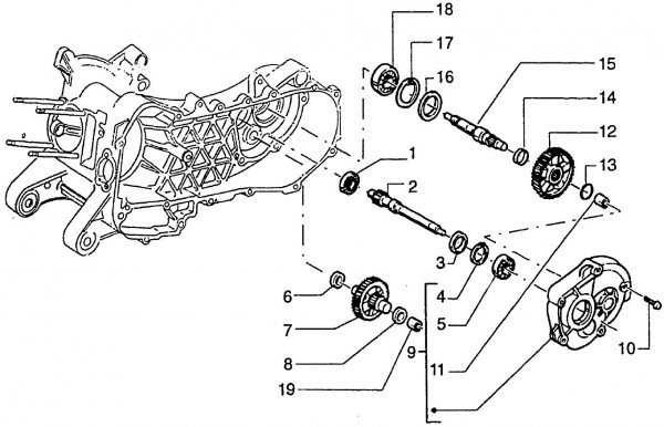 Motor Getriebe - Piaggio Sfera 125ccm 4T AC 1997- ZAPM0100000001006