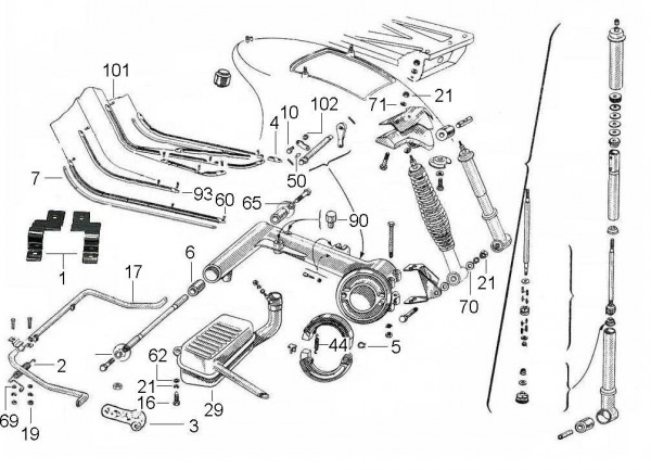 Fahrgestell Fußraumabdeckungen - Vespa Vespa 125 125ccm 2T AC 1953- VM1T