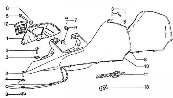 Fahrgestell Seitenverkleidungen - Piaggio Hexagon 125ccm 4T AC 1999- ZAPM15000