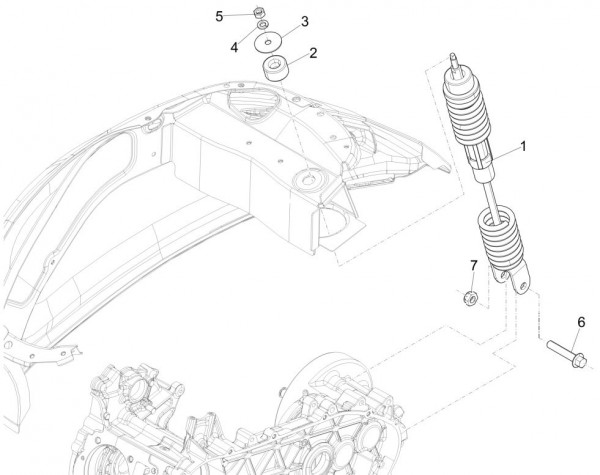 Radaufhängung Stoßdämpfer hinten - Vespa Sprint 50ccm 4T 3V AC 2017- ZAPCA0101