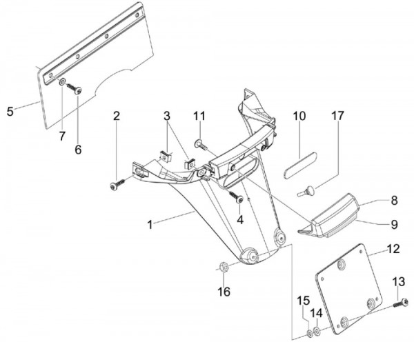 Fahrgestell Kennzeichenträger - Vespa S 50ccm 2T AC 2007- ZAPC38402