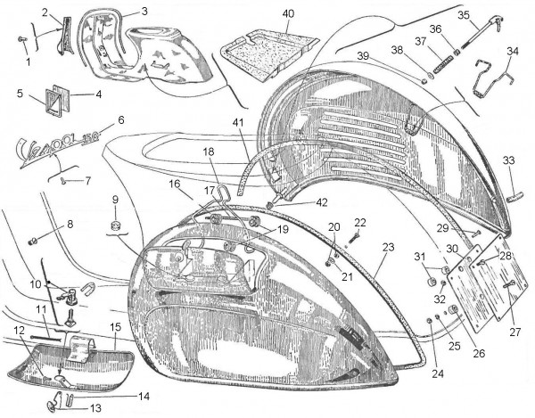 Fahrgestell Seitenverkleidungen - Vespa Vespa 150 150ccm 2T AC 1961-1962 VBB1T