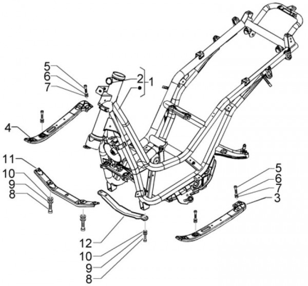 Fahrgestell Rahmen - Piaggio Beverly 500ccm 4T LC 2004- ZAPM34100