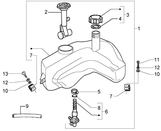 Fahrgestell Benzintank - Vespa GT 200ccm 4T LC 2006- ZAPM3120000001001