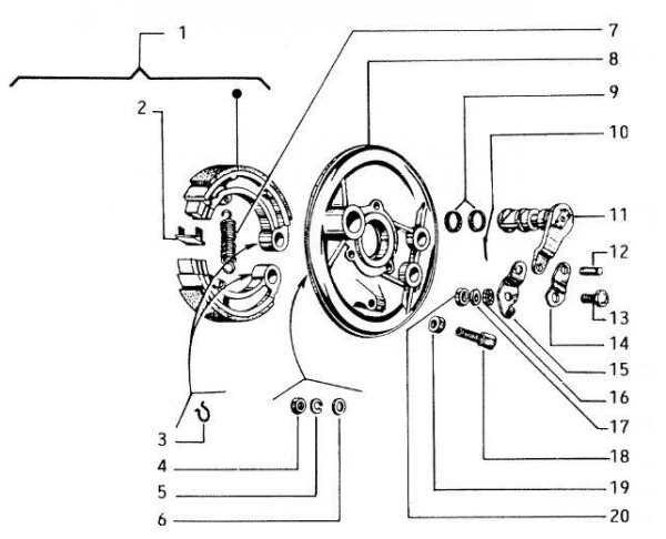 Radaufhängung Bremsbacken hinten - Vespa Vespa 50 50ccm 2T AC - V5N1T