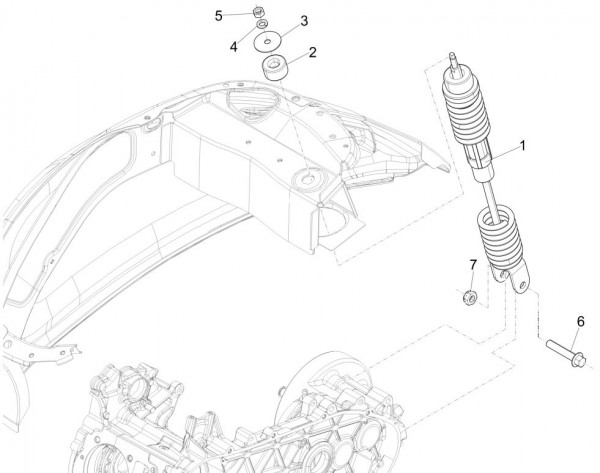 Radaufhängung Stoßdämpfer hinten - Vespa Sprint 50ccm 4T 3V AC 2017- ZAPCA0201
