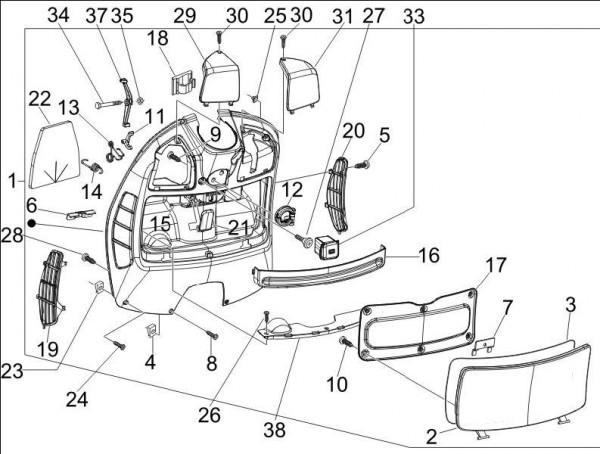 Fahrgestell Gepäckfach - Vespa GT 250ccm 4T LC 2006- ZAPM45102