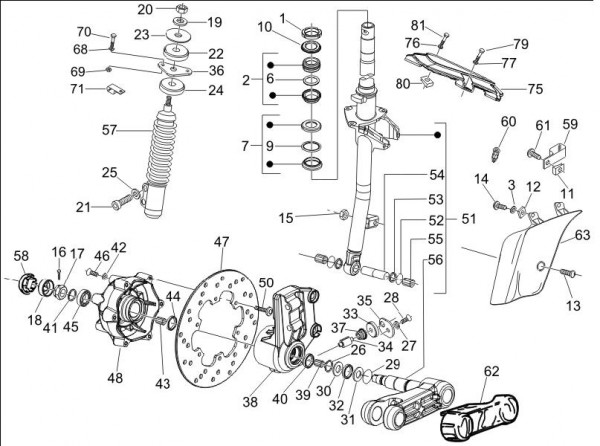 Radaufhängung Steuerrohr - Vespa GT 250ccm 4T LC 2006- ZAPM45102