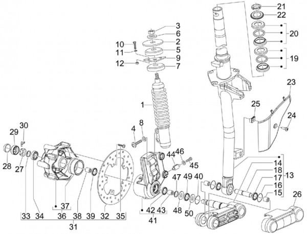 Radaufhängung Vorderradgabel - Vespa S 50ccm 4T 2V AC 2011- ZAPC38901