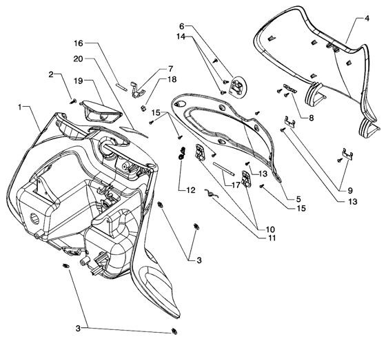 Fahrgestell Gepäckfach - Piaggio Beverly 200ccm 4T LC 2004- ZAPM2820000001001