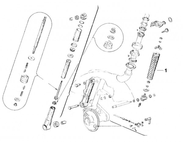 Radaufhängung Stoßdämpfer vorn - Vespa Vespa 125 125ccm 2T AC 1948-1950 V1T