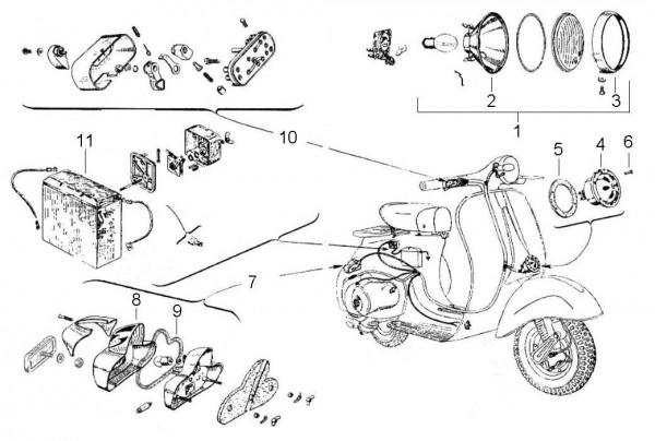 Elektrische Anlage Scheinwerfer - Vespa Vespa 125 125ccm 2T AC 1961-1962 VNB3T