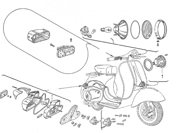 Elektrische Anlage Scheinwerfer - Vespa Vespa 125 125ccm 2T AC 1964- VNS5T