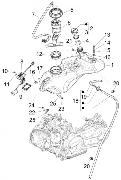 Fahrgestell Benzintank - Vespa Sprint 150ccm 4T 3V AC 2017- ZAPMA1400