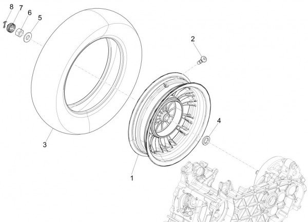 Radaufhängung Hinterrad - Vespa Sprint 50ccm 4T 3V AC 2017- ZAPCA0101