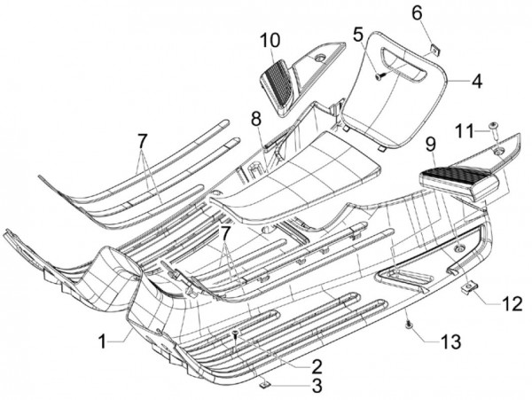 Fahrgestell Fußraumabdeckungen - Vespa S 50ccm 2T AC 2007- ZAPC38402