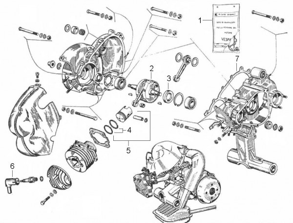 Motor Motor - Vespa GL 150ccm 2T AC 1964- VLA1T
