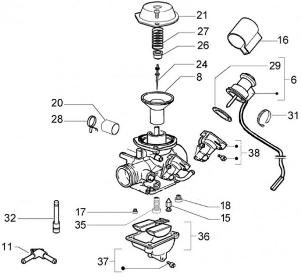 Motor Vergaserkomponenten Kei Hin - Vespa GT 125ccm 4T LC 2004- ZAPM3110000001001
