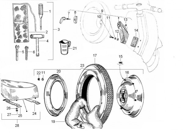 Radaufhängung Ersatzrad - Vespa Vespa 50 50ccm 2T AC 1963- V5SA1