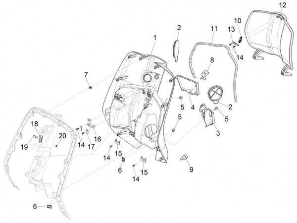 Fahrgestell Gepäckfach - Vespa Sprint 50ccm 4T 3V AC 2017- ZAPCA0201