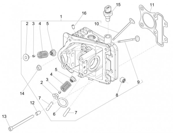 Motor Zylinderkopf - Vespa Sprint 50ccm 4T 3V AC 2017- ZAPCA0101