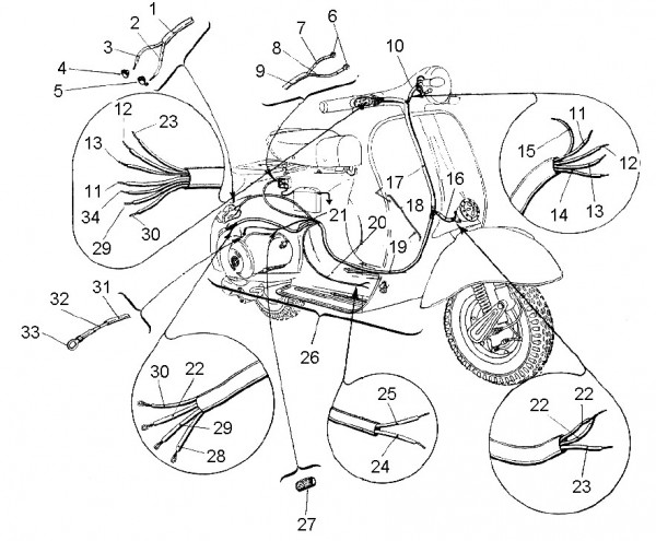 Elektrische Anlage Kabelbaum - Vespa Vespa 125 125ccm 2T AC 1960- VNB1T