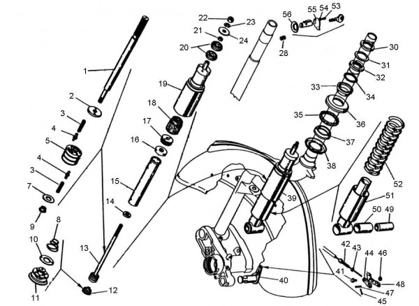 Radaufhängung Stoßdämpfer vorn - Vespa Super Sport 180ccm 2T AC 1965-1968 VSC1T