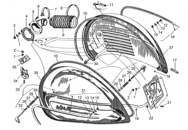 Fahrgestell Seitenverkleidungen - Vespa Super Sport 180ccm 2T AC 1965-1968 VSC1T