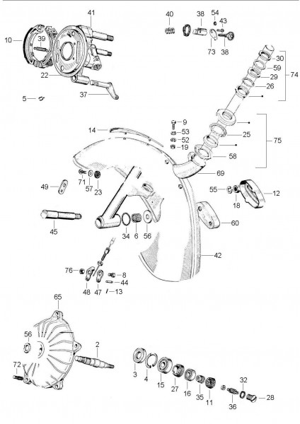 Radaufhängung Steuerrohr - Vespa Vespa 90 90ccm 2T AC 1965- V9SA1