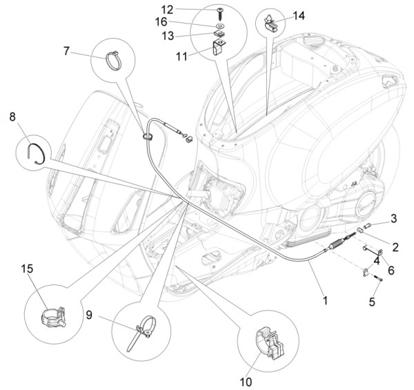 Bowdenzüge Bowdenzüge - Vespa Sprint 150ccm 4T 3V AC 2017- ZAPMA1400